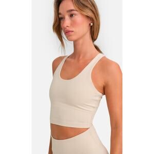 Mate The Label Organic Stretch Racer Tank Small Bone NWT